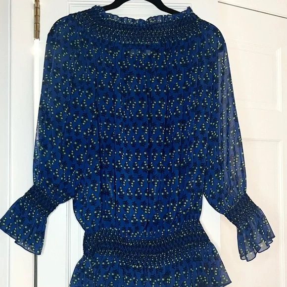 Tory Burch Blue Off The Shoulder Casual Blouse - Picture 4 of 7